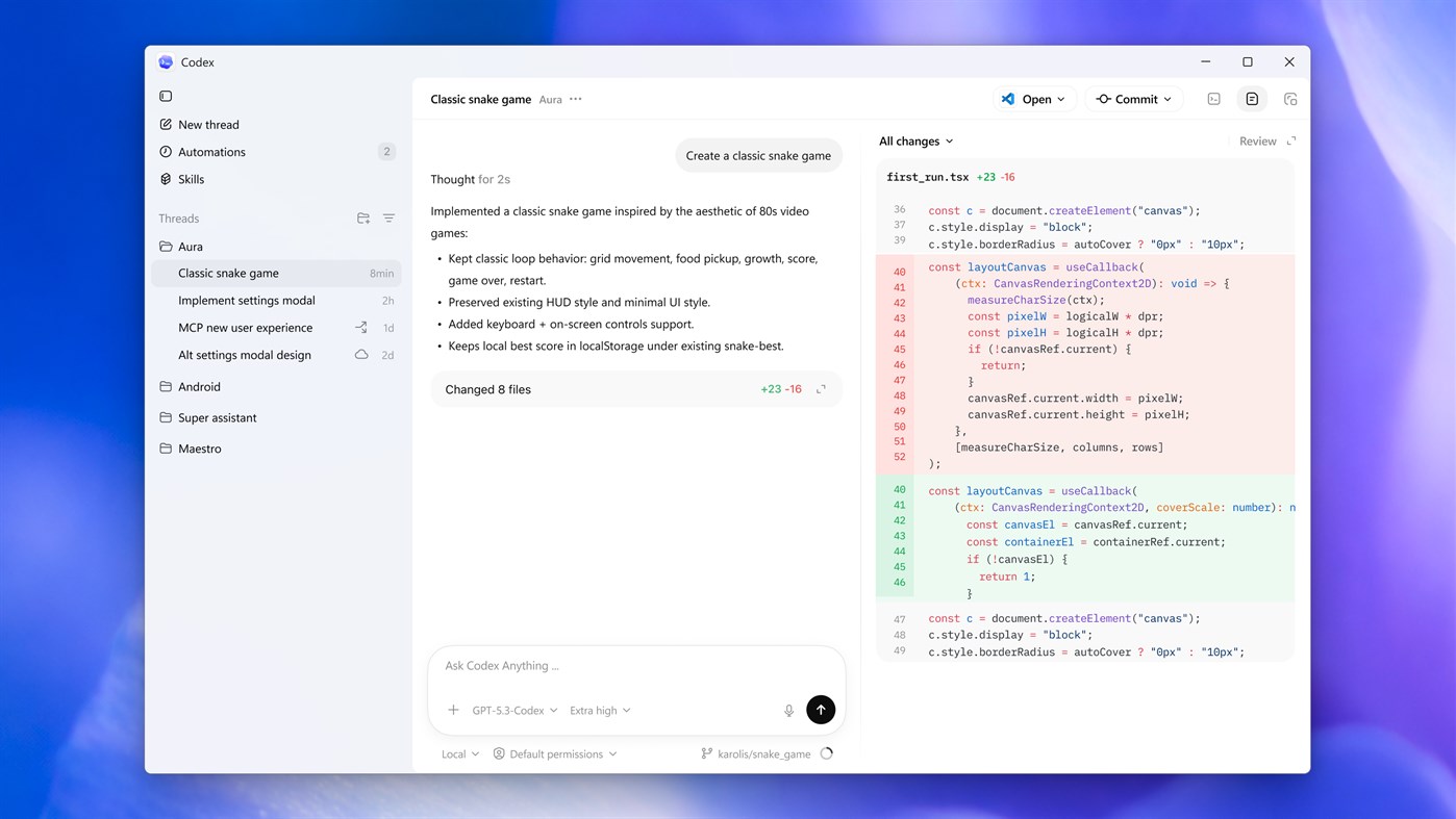 #2. Codex (Windows) Tekijänä: OpenAI