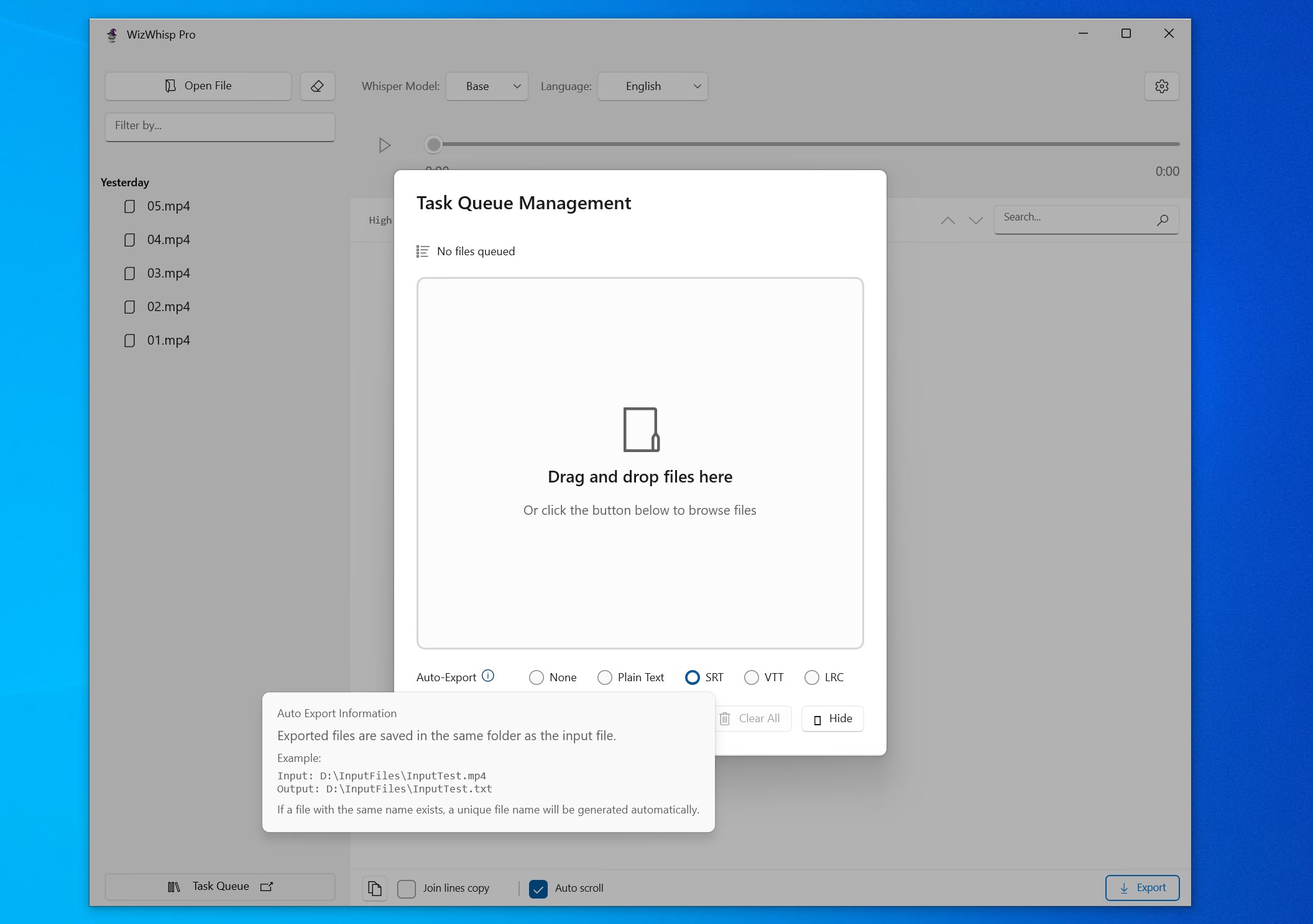 Transcribe Audio to Text - WizWhisp screenshot