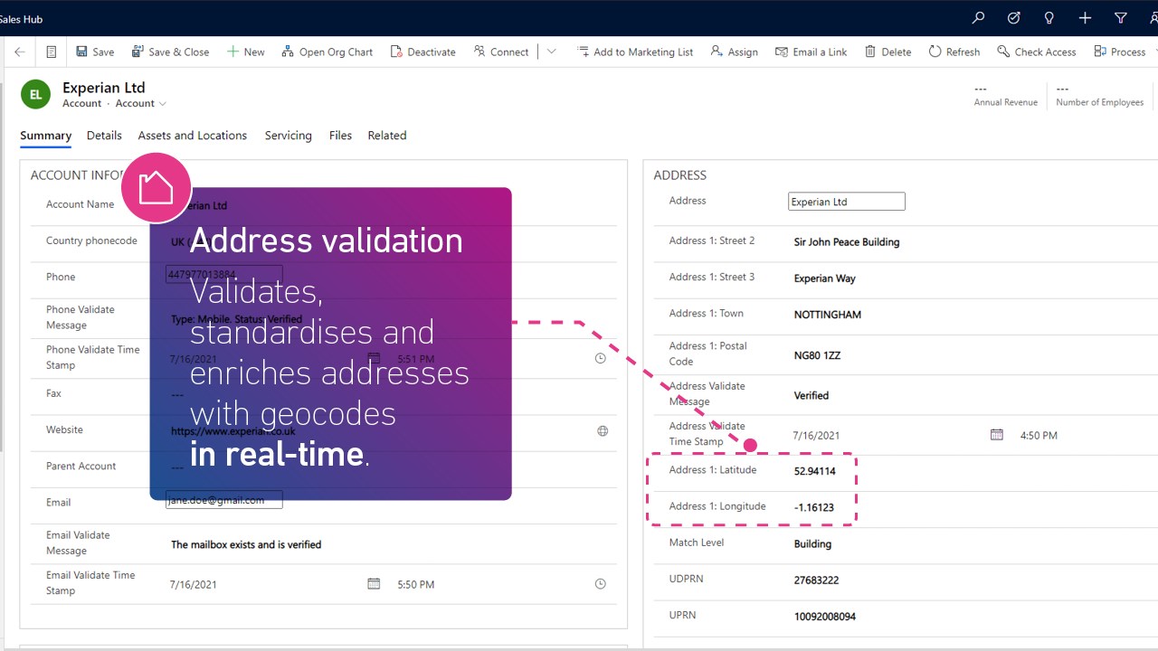 Snapshot 4 of Experian Data Validation for Dynamics 365 and Power Platform