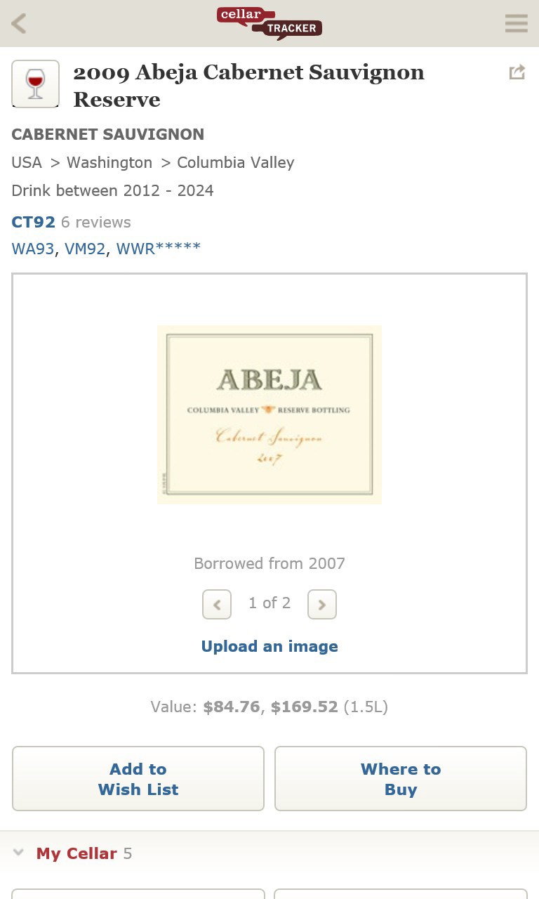 CellarTracker for Windows 10 Mobile