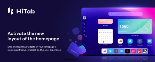 HiTab - New Tab Dashboard and Widgets marquee promo image