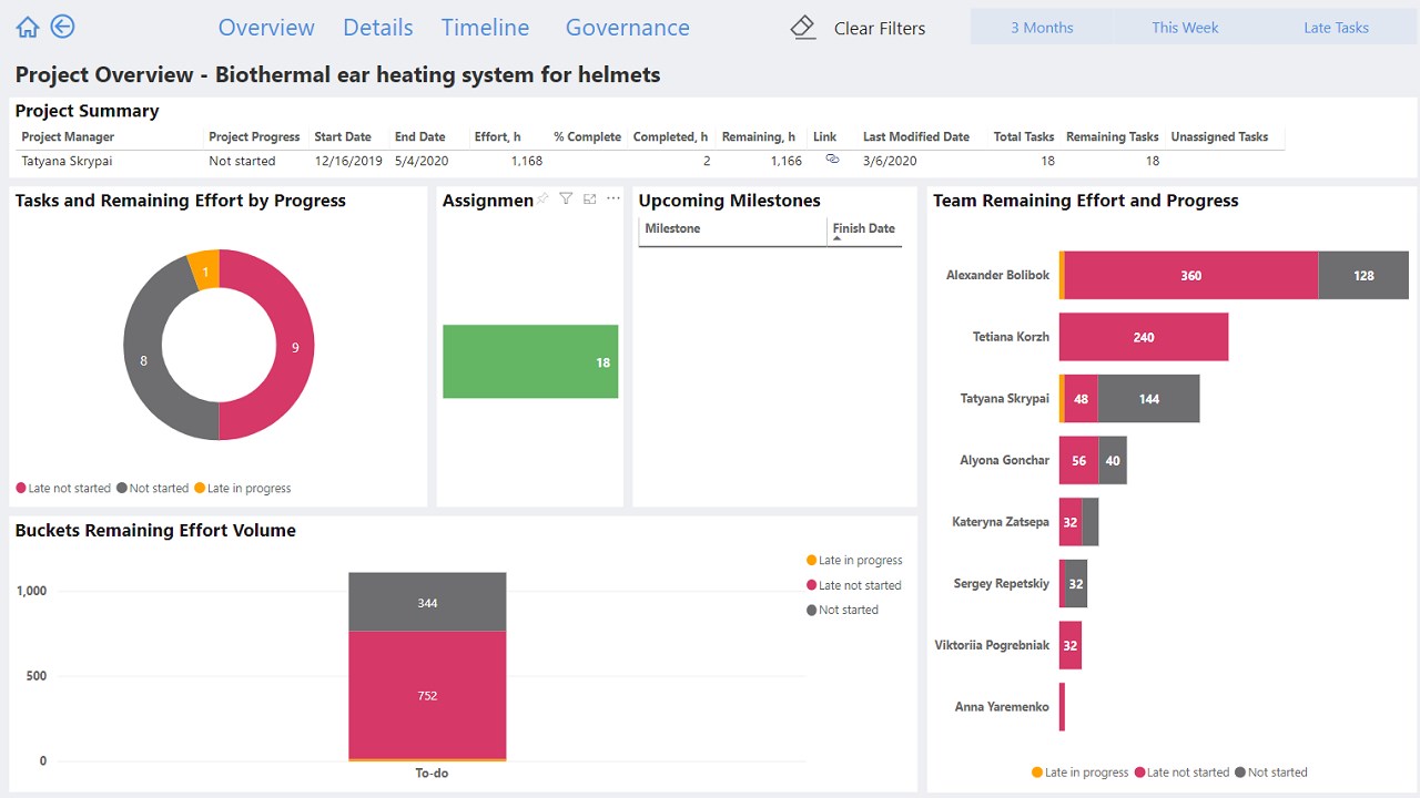 Snapshot 1 of Executive Reports for Microsoft Project for Web