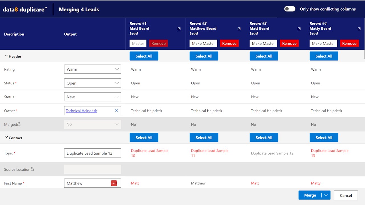 Snapshot 2 of Data8 Duplicare™ – Powerful Duplicate Detection & Data Deduplication for Microsoft Dynamics 365