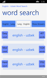 English - Uzbek Word Search screenshot 1