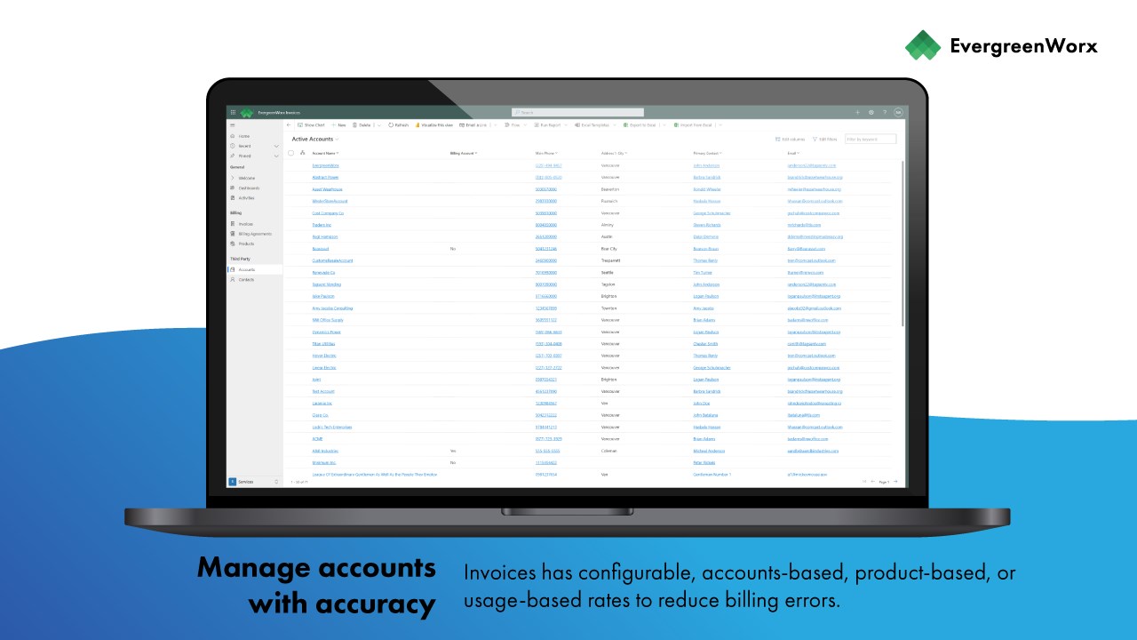 Snapshot 4 of EvergreenWorx Invoices