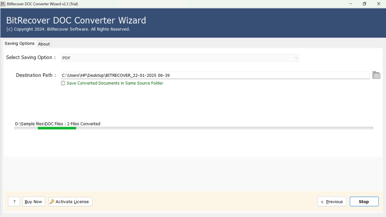 Snapshot 6 of BitRecover for DOC to RTF Converter