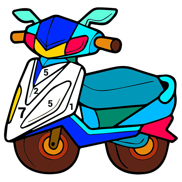 Vehicles Color by Number - Adult Coloring Book