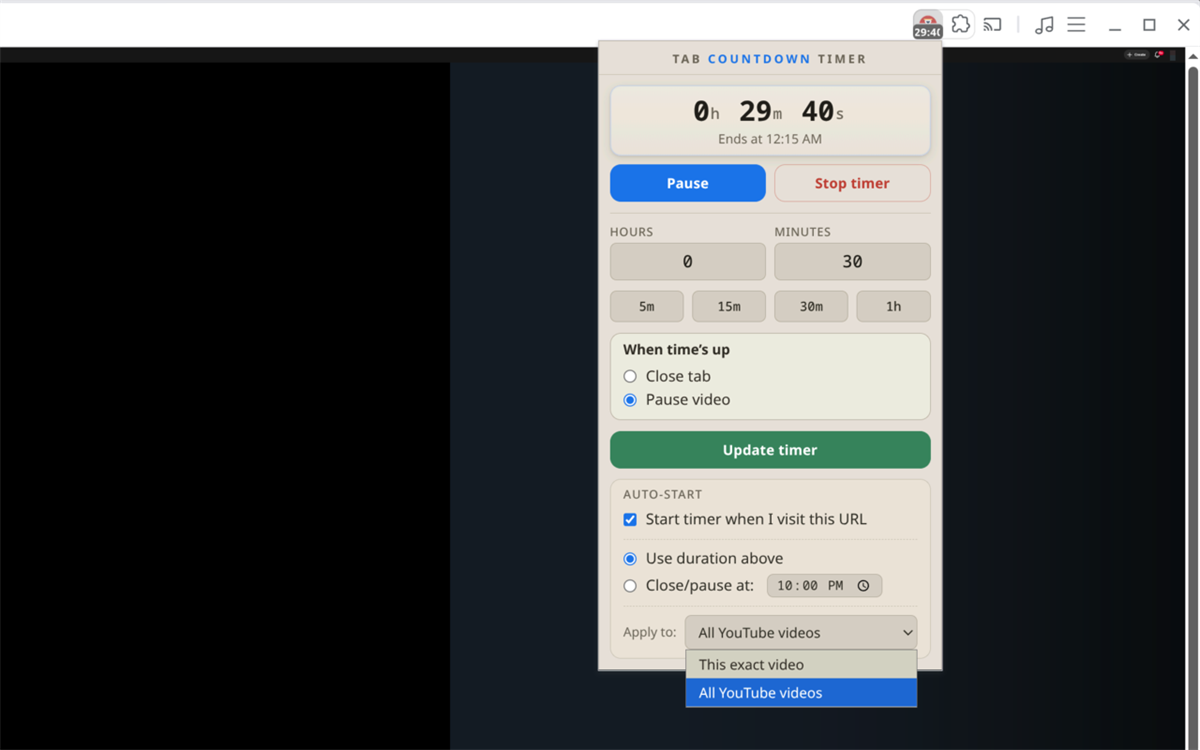 Tab Countdown Timer