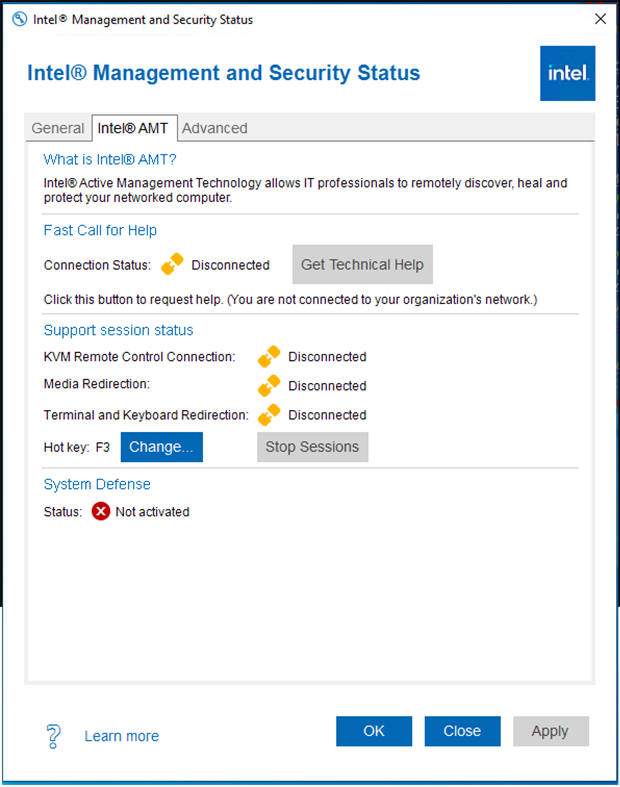 #2. Intel(R) Management and Security Status (Windows) 由: INTEL CORP