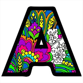 Alphabets Color by Number - Adult Coloring Book