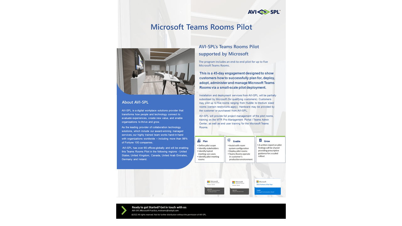 Snapshot 1 of Microsoft Teams Rooms Pilot