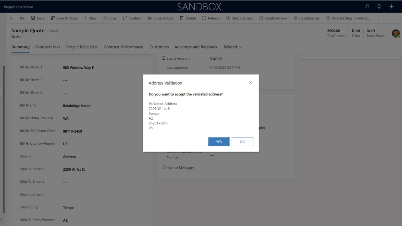 Snapshot 4 of Avalara for Dynamics 365 Project Operations