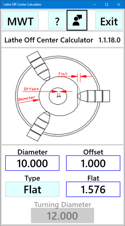 #3. Lathe Off Center Calculator (Windows) Podle: MetalWorkerTools
