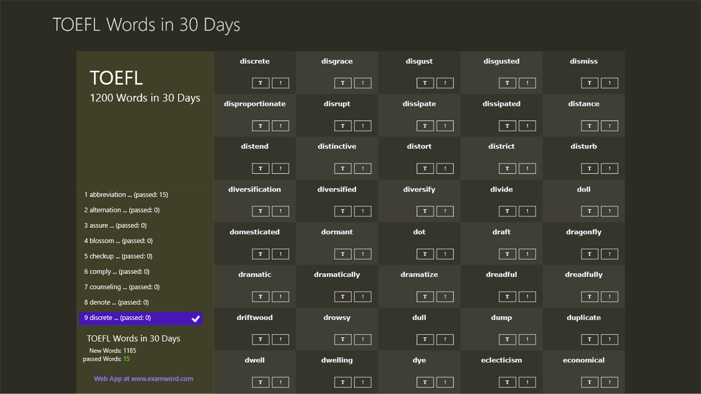 #1. TOEFL Words in 30 Days (Windows) By: English Test Vocabulary