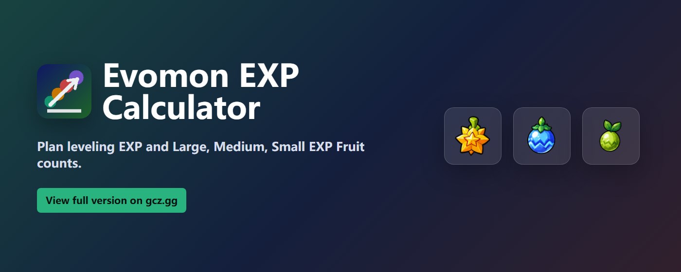 Evomon Leveling EXP Calculator