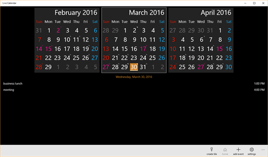 Live Calendar screenshot 1