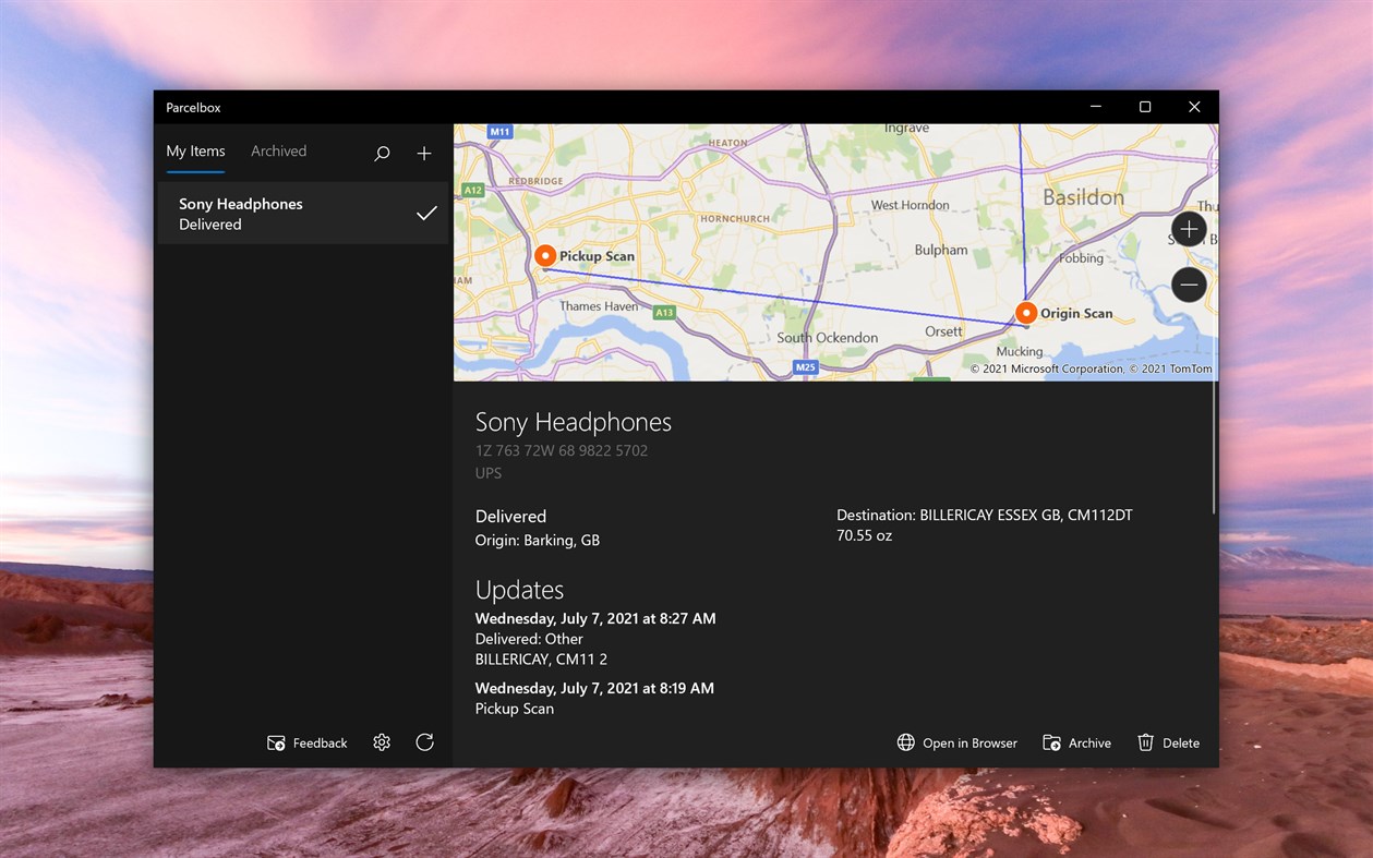 #1. Parcelbox - package tracker (Windows) От: Furnace Creek Software