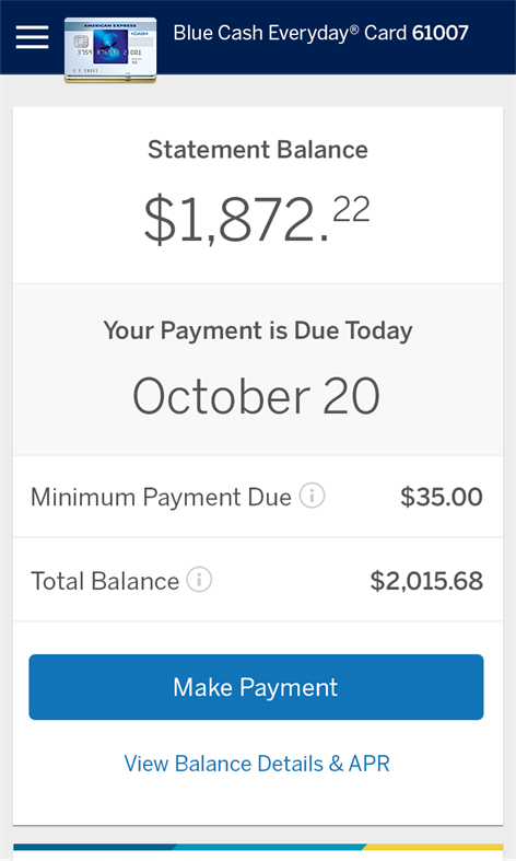 American Express Screenshot