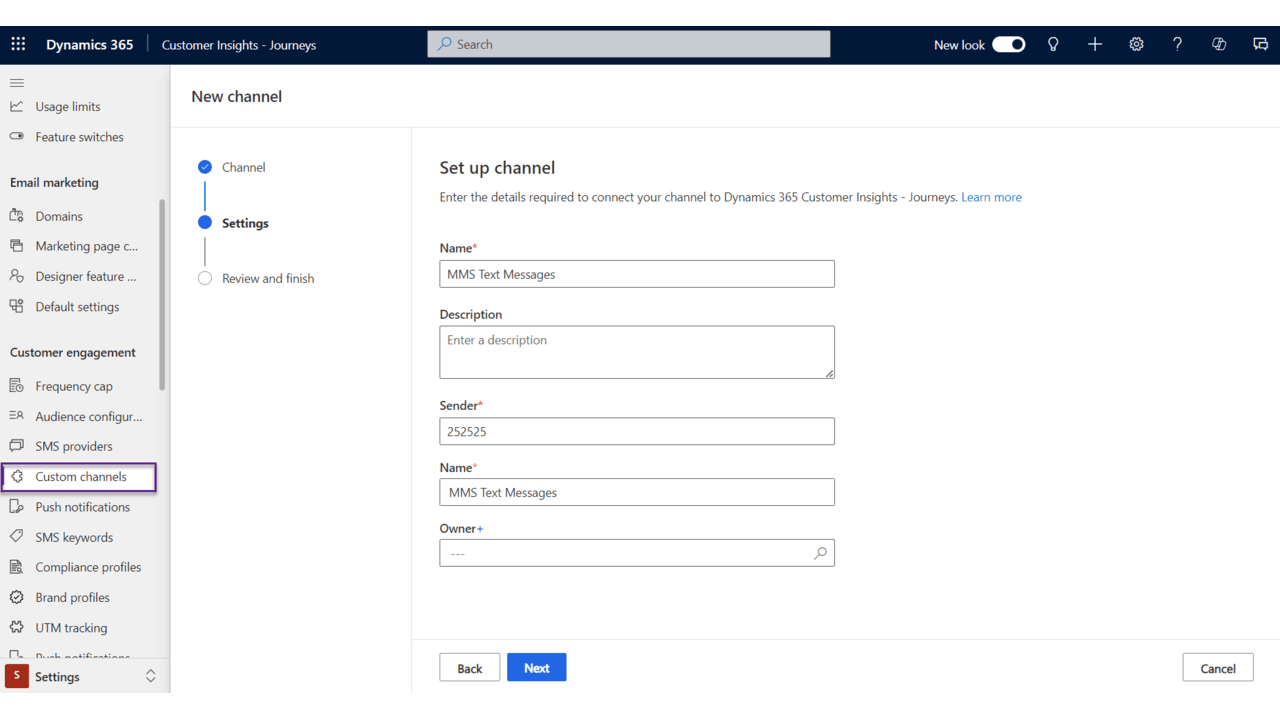Snapshot 2 of Dynamica MMS for Customer Insights and Journeys