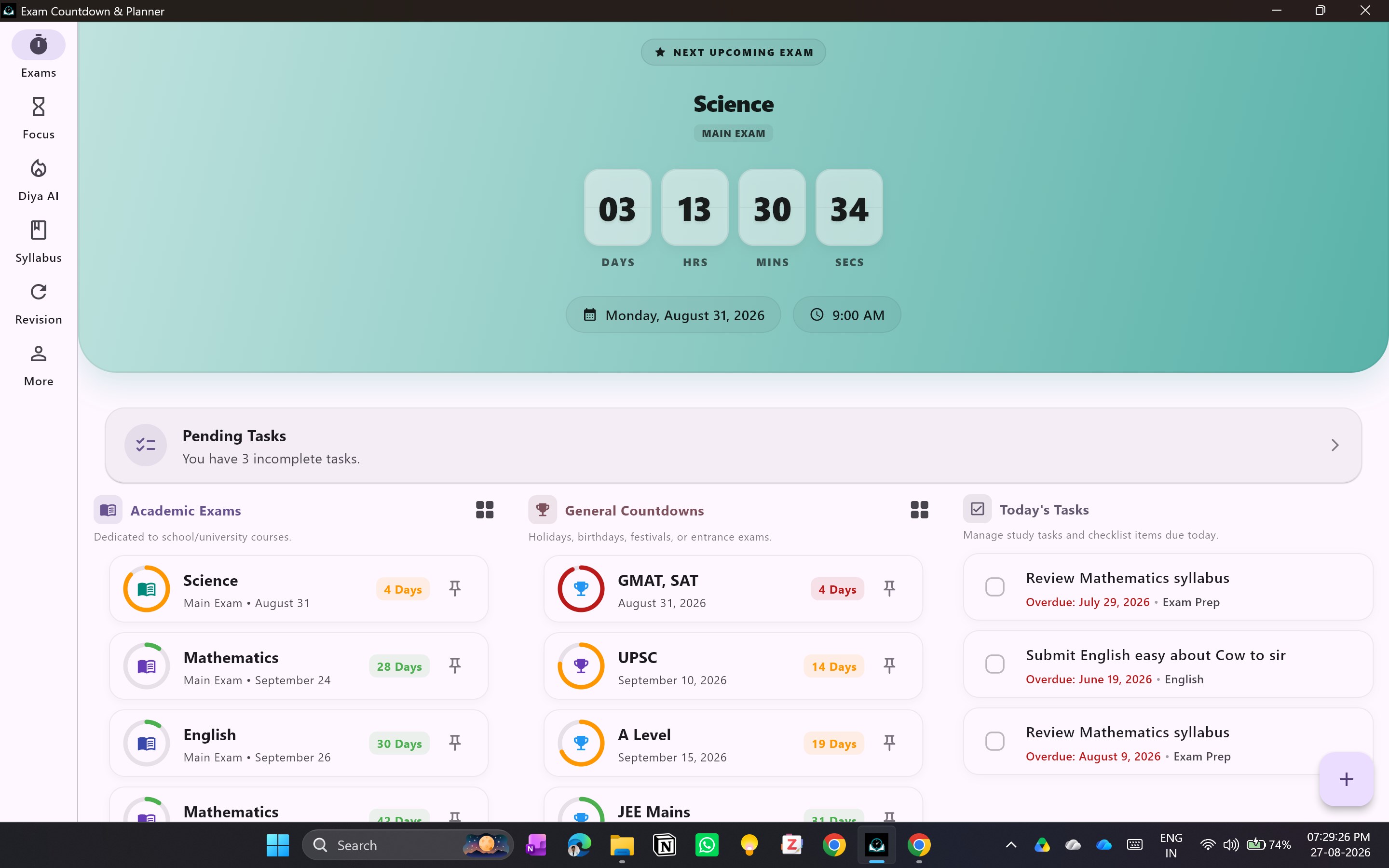 Exam Countdown & Study Planner screenshot