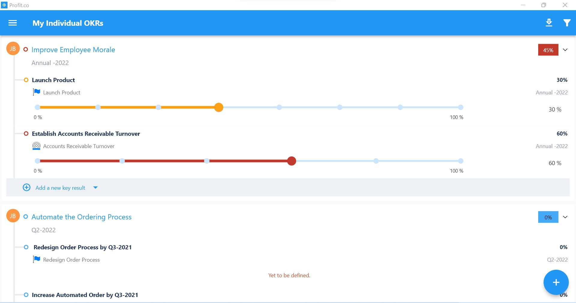 Profit.co OKR Software screenshot