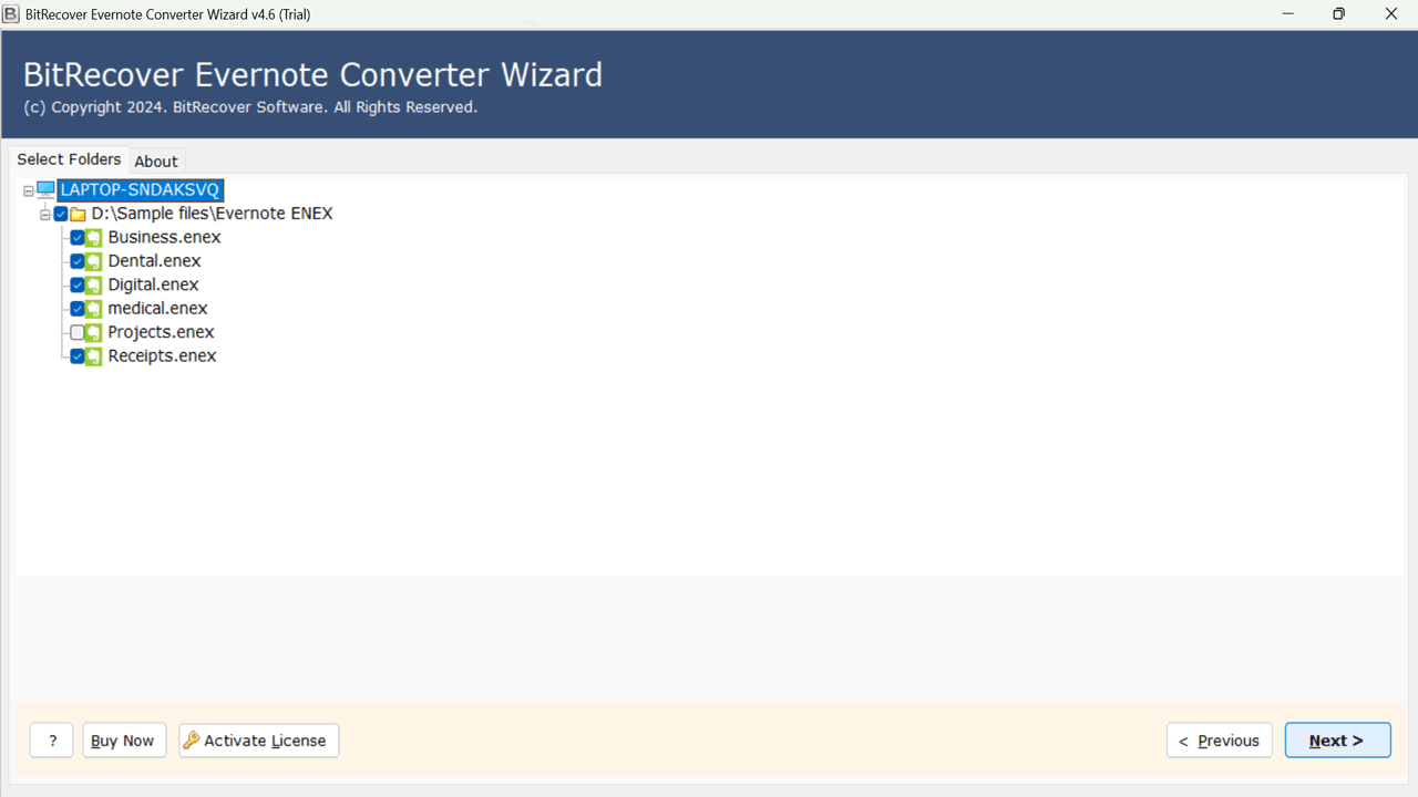 Snapshot 3 of BitRecover Evernote to Logseq Migration Tool