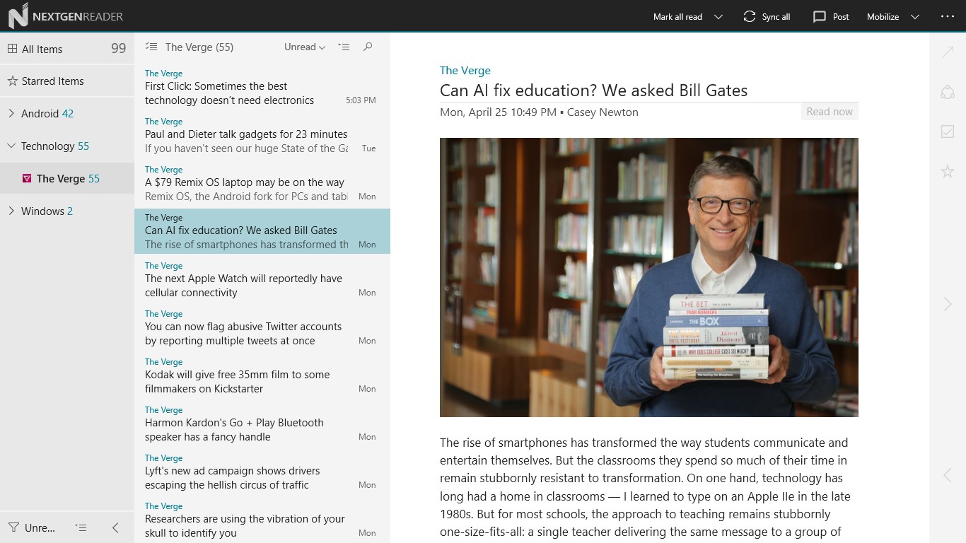 List view - Light theme.