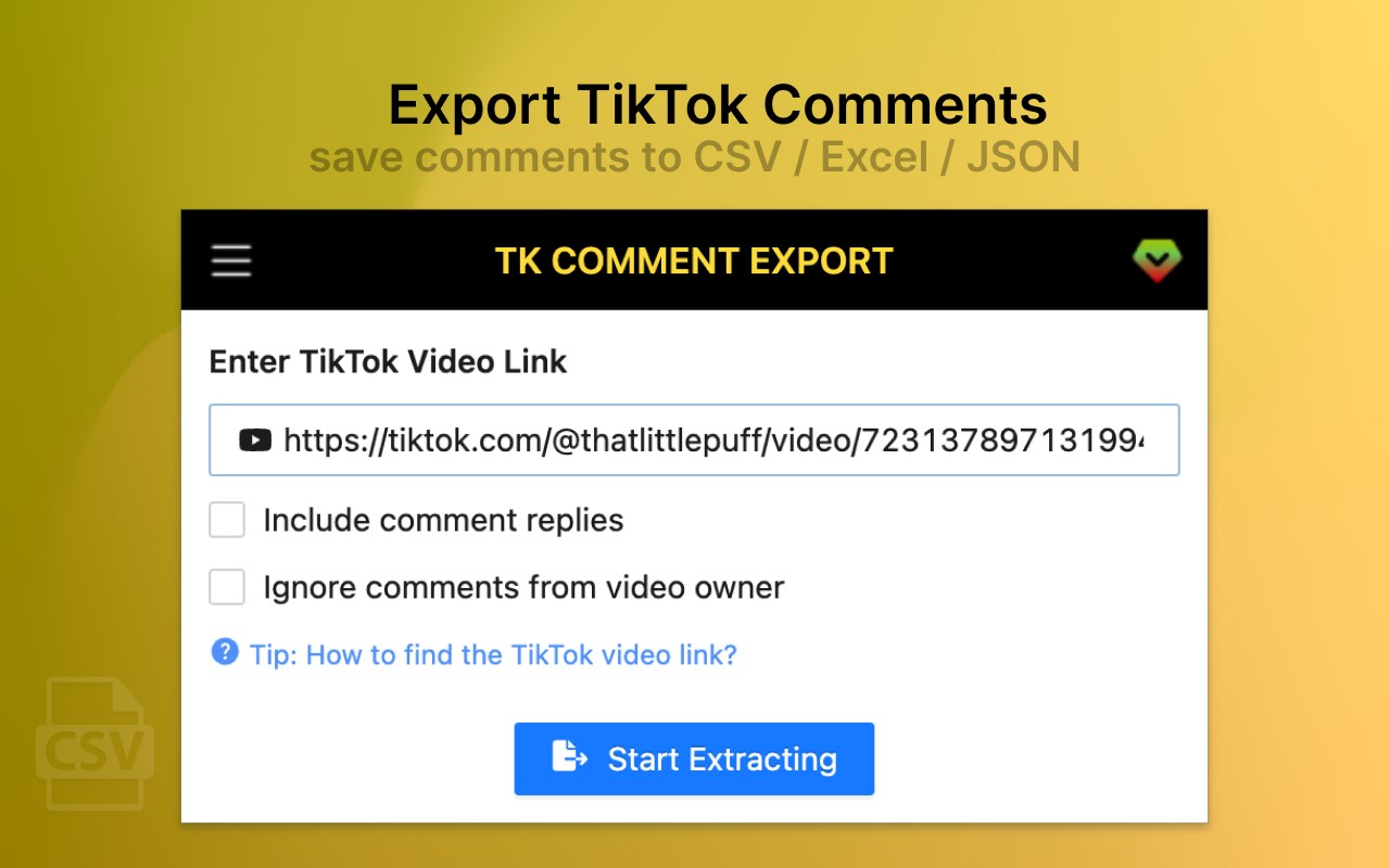 TKCommentExportor - Export TikTok Comments