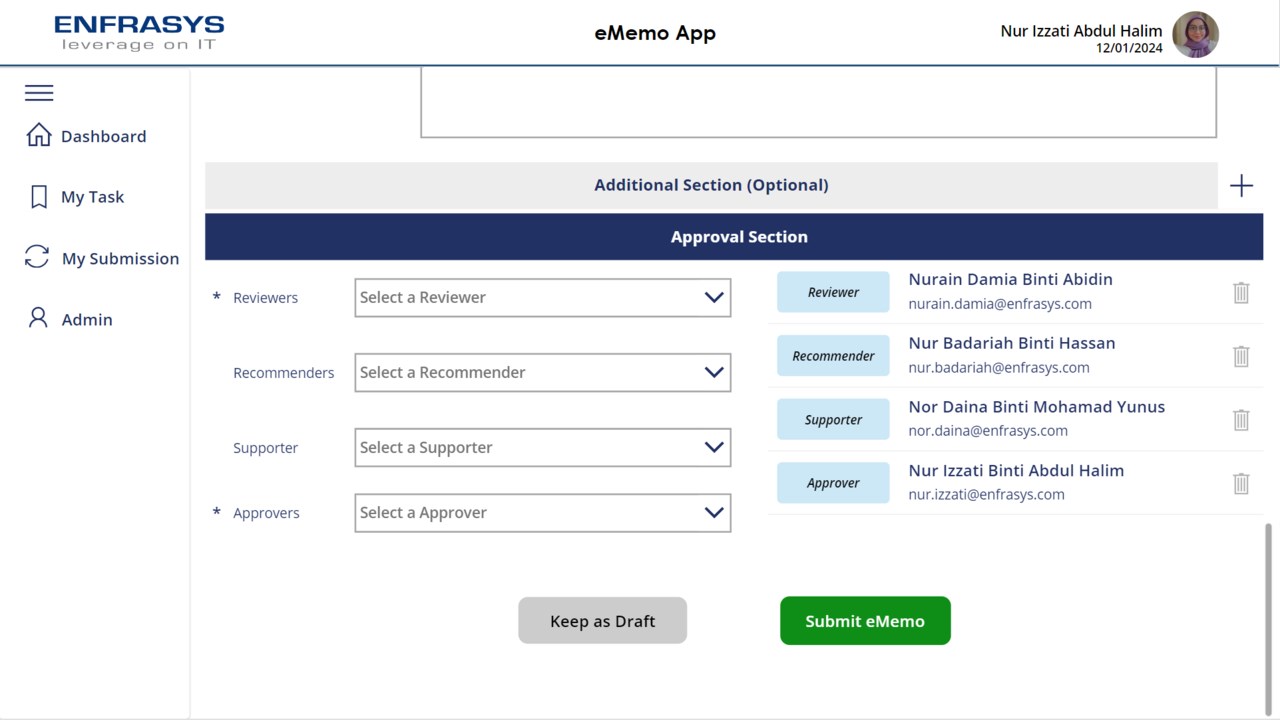 Snapshot 2 of Enfrasys eMemo