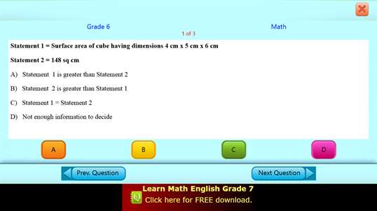 QVprep Lite Math English Grade 6 screenshot 4