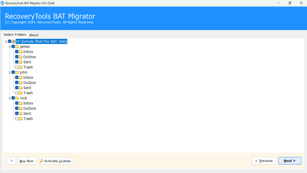 Snapshot 4 of RecoveryTools BAT Migration Tool