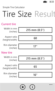 Simple Tire Calculator screenshot 3
