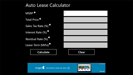 Auto Lease Calculator screenshot 1