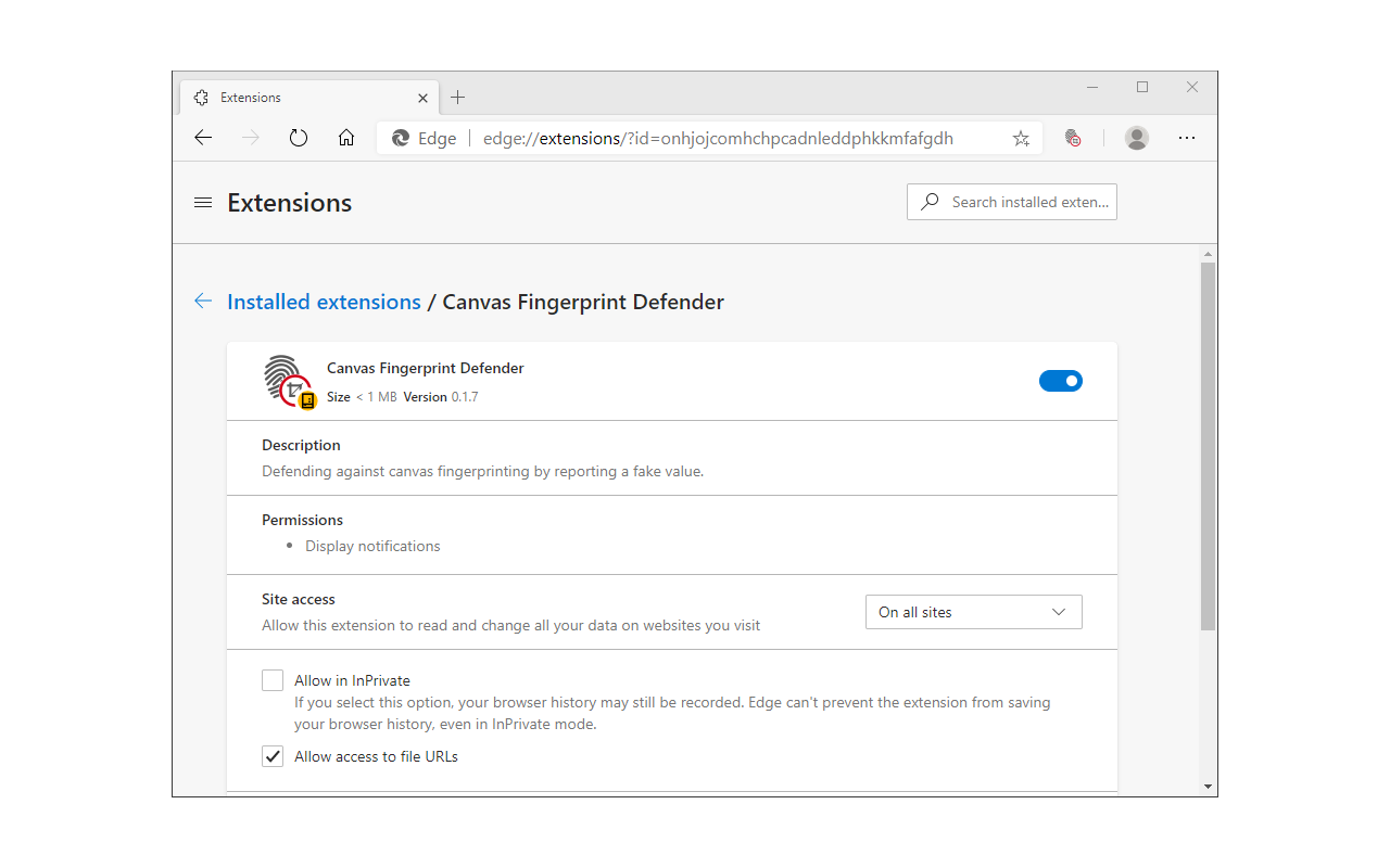 canvas fingerprint defender extension
