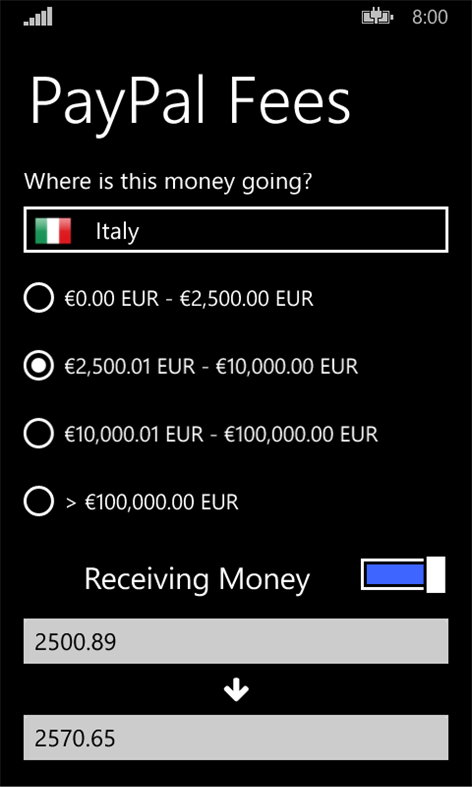 PayPal Fees Screenshots 1