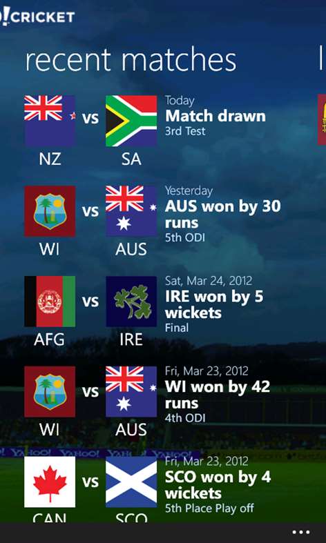 Yahoo! Cricket Screenshots 1
