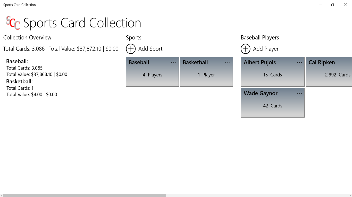 Sports Card Collection for Windows 10