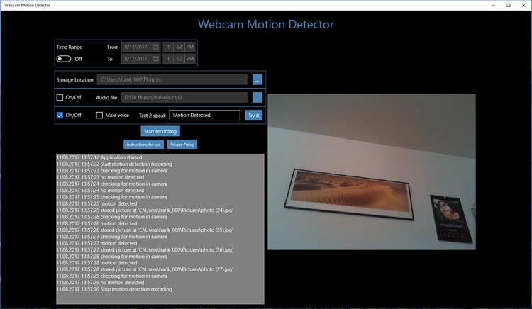 Webcam Motion Detector - PC - (Windows)