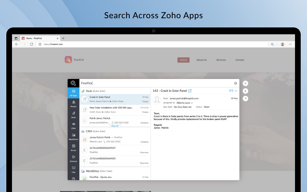 Zia Search from Zoho