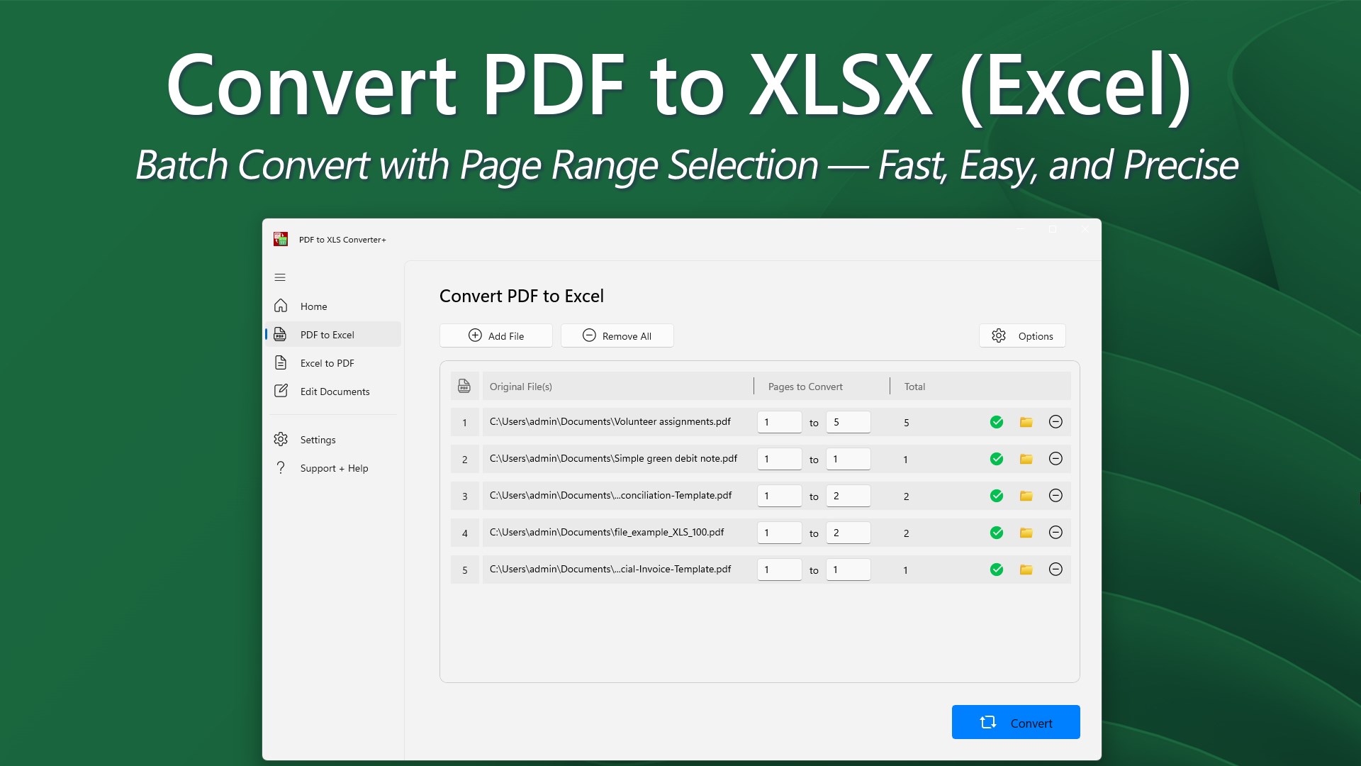 PDF to XLS Converter+ screenshot