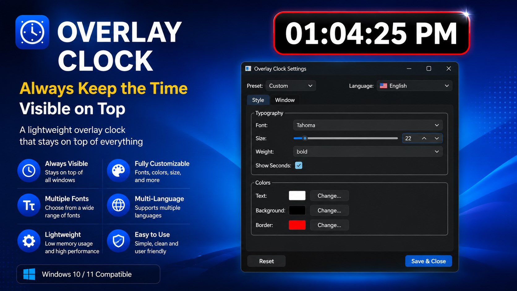 Desktop Overlay Clock screenshot