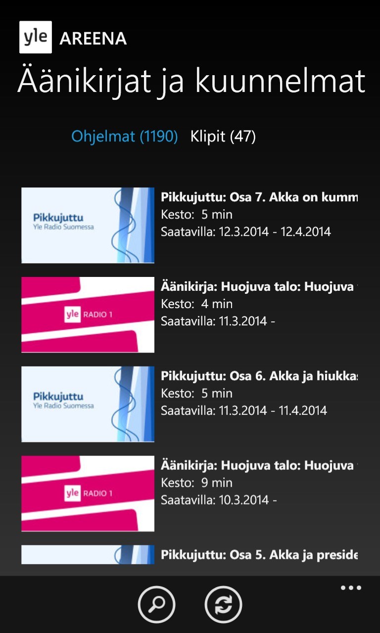 Yle Areena for Windows 10 Mobile