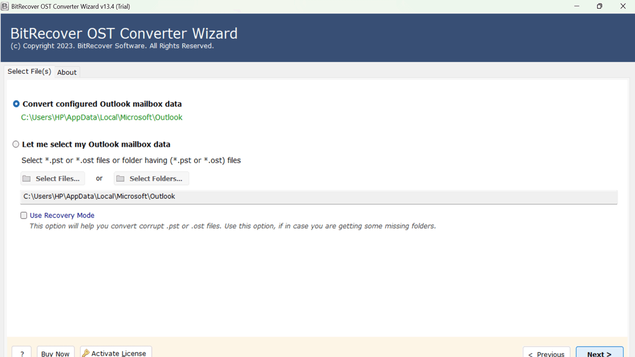 Snapshot 3 of BitRecover for OST to Gmail Converter