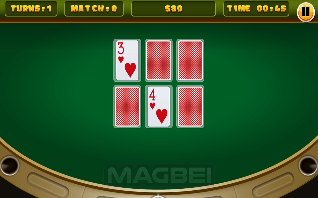 Casino Cards Memory Game - Runs Offline