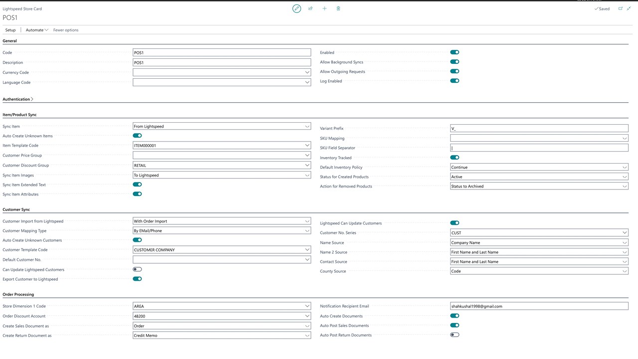 Snapshot 1 of Lightspeed Integration(X-Series)