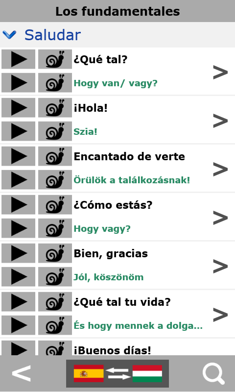 Screenshot 2 Spanish to Hungarian phrasebook windows