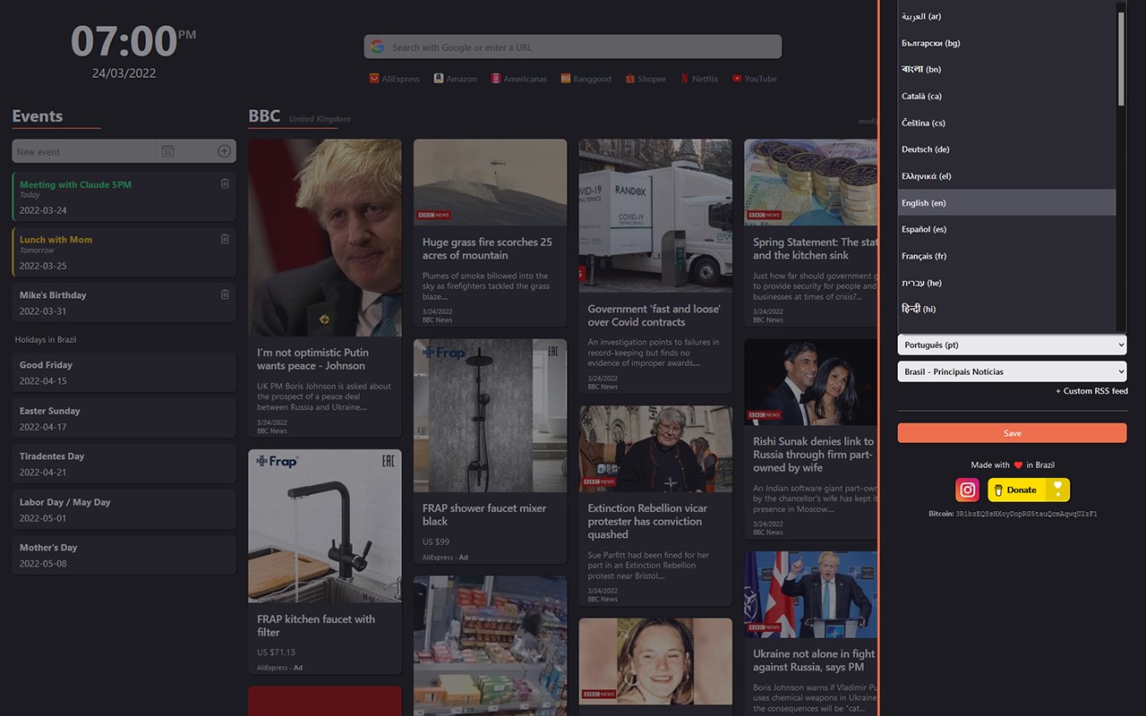 Better Tab: Speed Dial, News Feed & To-do