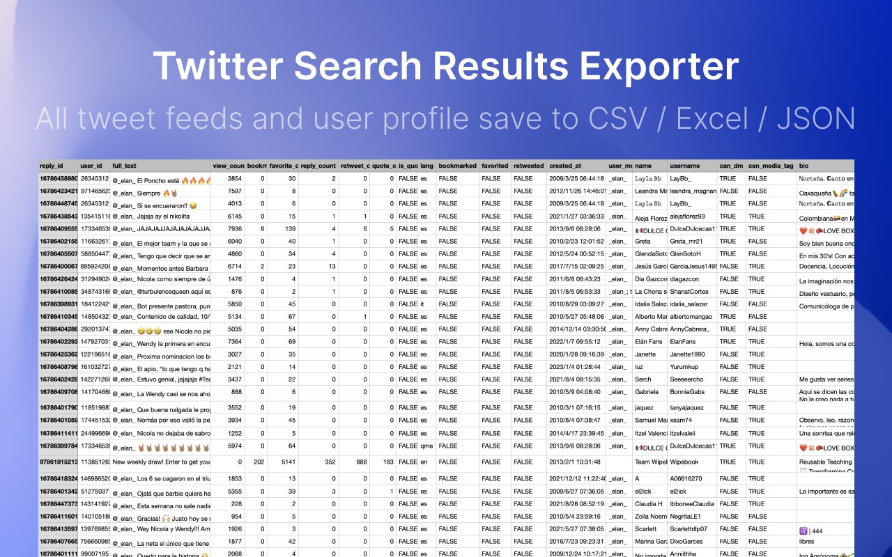 TwSearch - Twitter Search Result Export