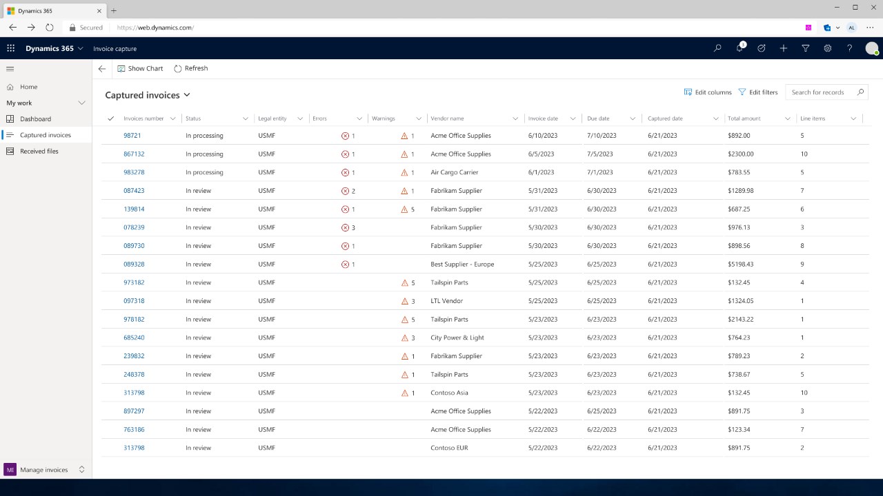 Snapshot 2 of Invoice Capture for Dynamics 365 Finance