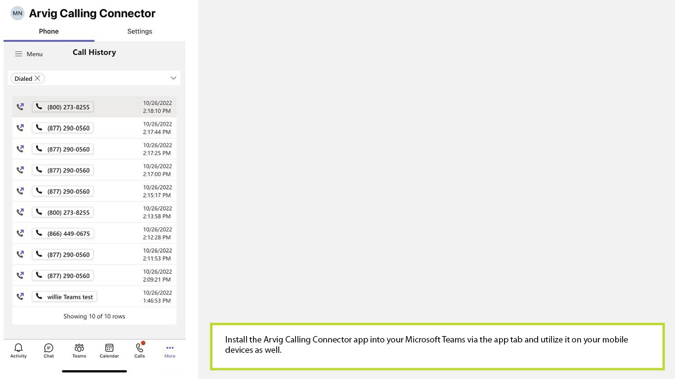 Snapshot 5 of Arvig Calling Connector